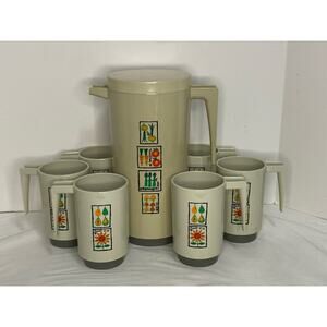 Vintage Loma Industries Pitcher & Mug Set MCM Dishes Made in Ft Worth Texas USA